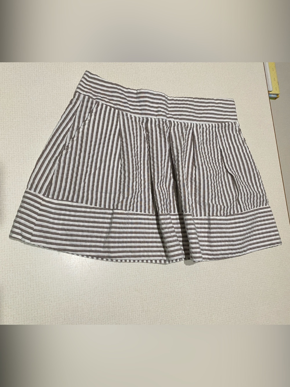 Forever 21 Brown and White Striped Skater Skirt